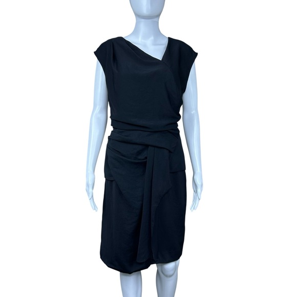 Helmut Lang Flash Draped Twist Sheath Dress Sz 6 Sleeveless Lagenlook Goth - Picture 3 of 16